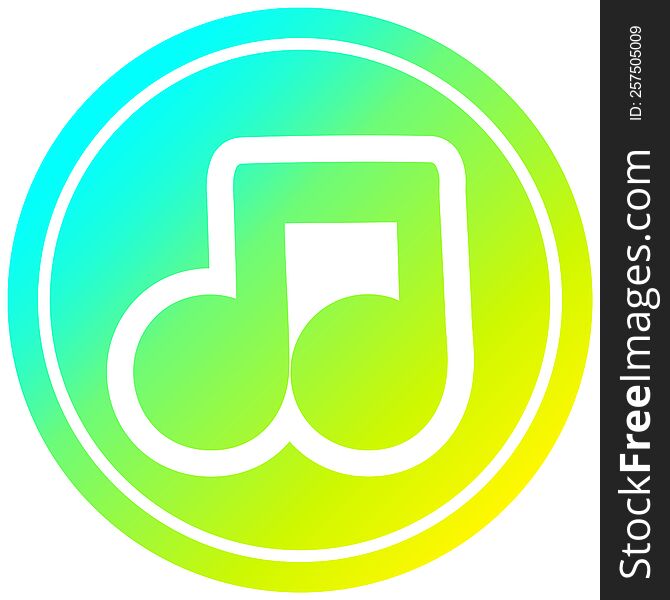 musical note circular icon with cool gradient finish. musical note circular icon with cool gradient finish