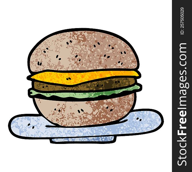 Grunge Textured Illustration Cartoon Burger