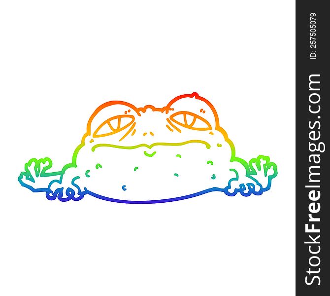 rainbow gradient line drawing of a cartoon ugly frog