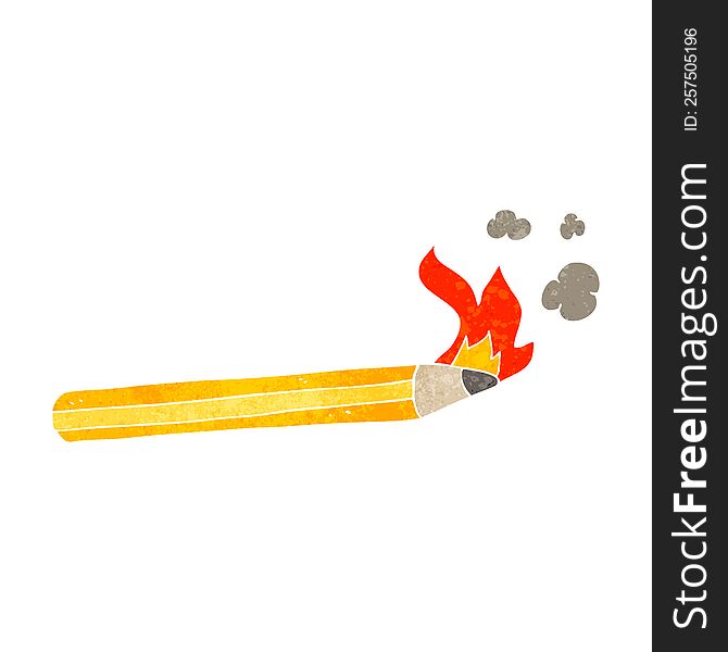 freehand retro cartoon flaming pencil