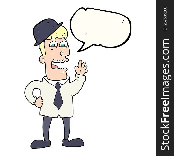 freehand drawn speech bubble cartoon businessman