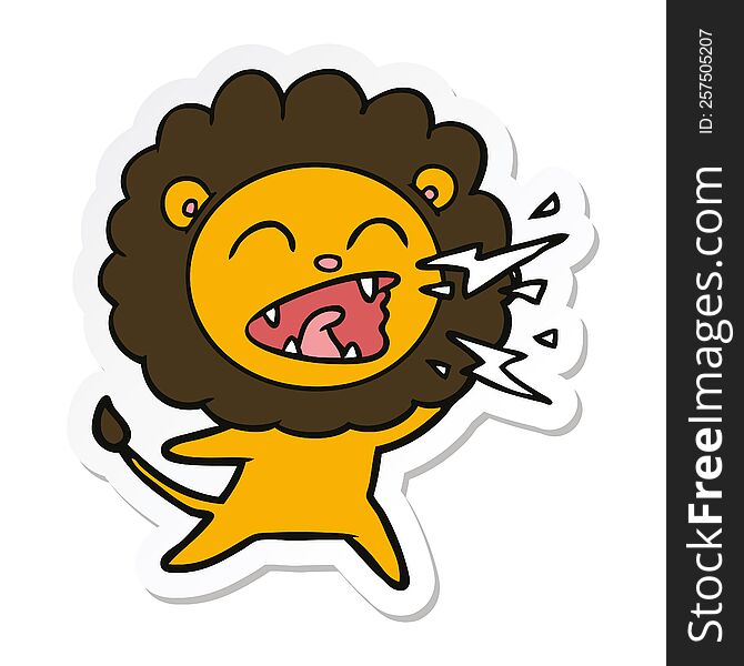 Sticker Of A Cartoon Roaring Lion