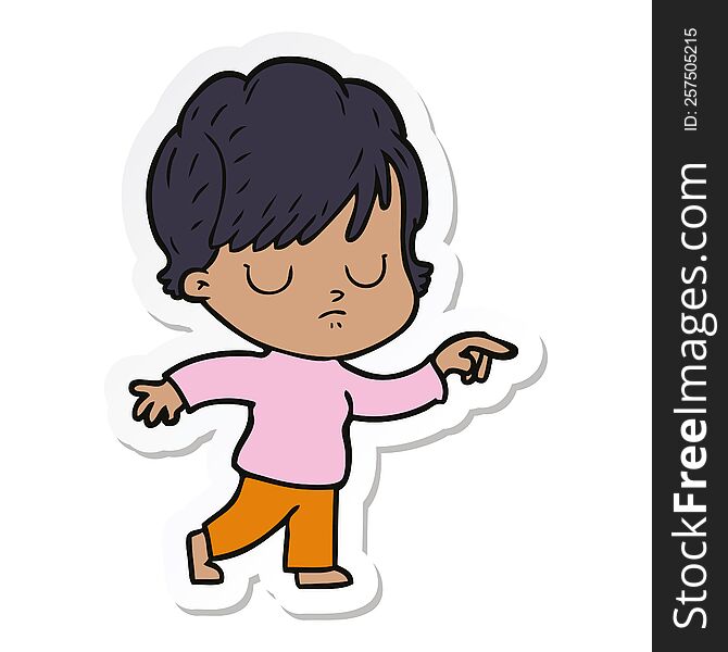 sticker of a cartoon woman