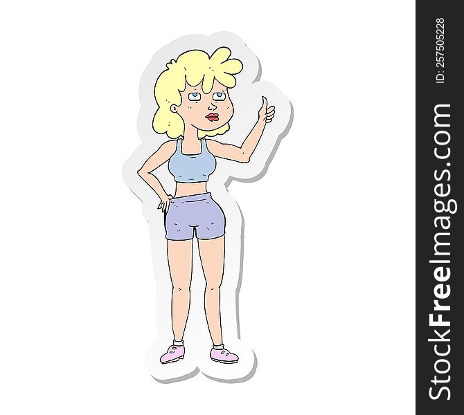 sticker of a cartoon gym woman