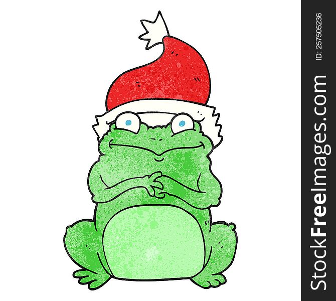 Textured Cartoon Frog Wearing Christmas Hat