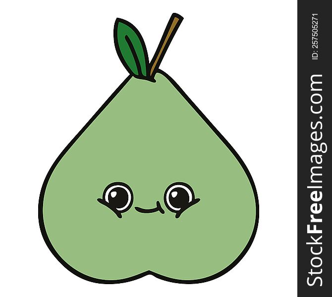 cute cartoon of a green pear. cute cartoon of a green pear