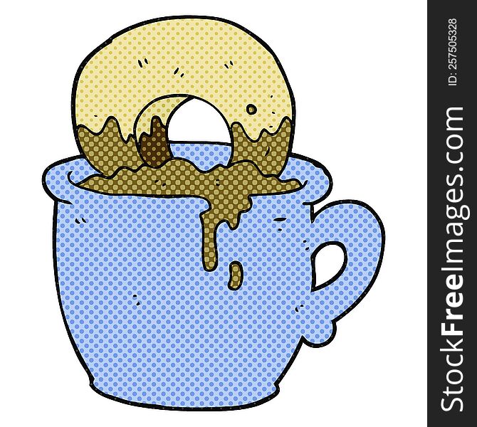 Cartoon Donut Dunked In Coffee