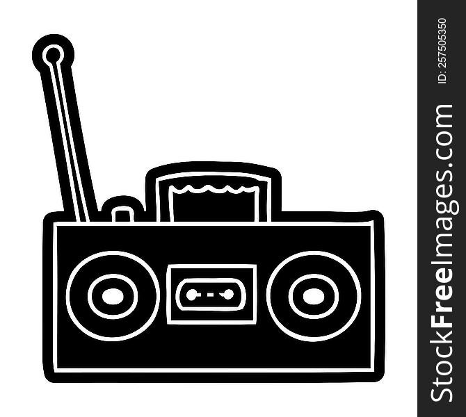 Cartoon Icon Drawing Of A Retro Cassette Player