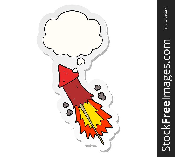 cartoon firework with thought bubble as a printed sticker