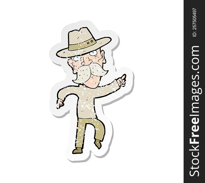 Retro Distressed Sticker Of A Cartoon Man In Hat