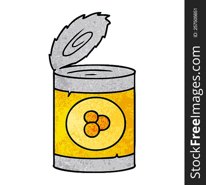 hand drawn textured cartoon doodle of a can of peaches