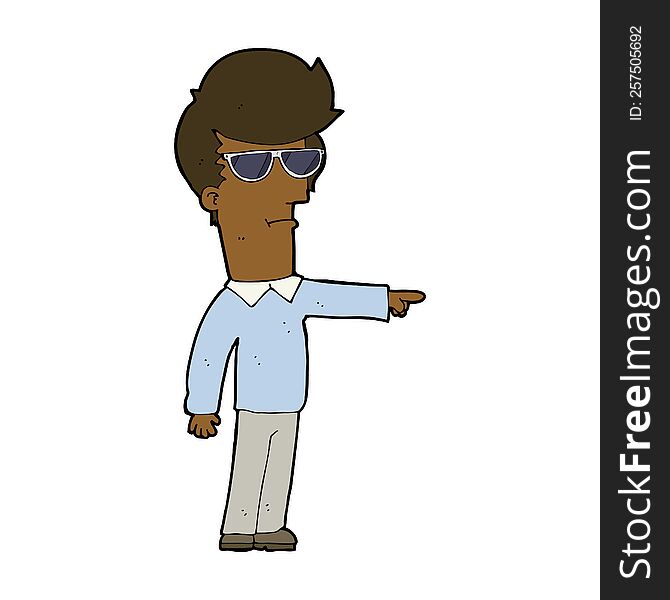 cartoon man in glasses pointing