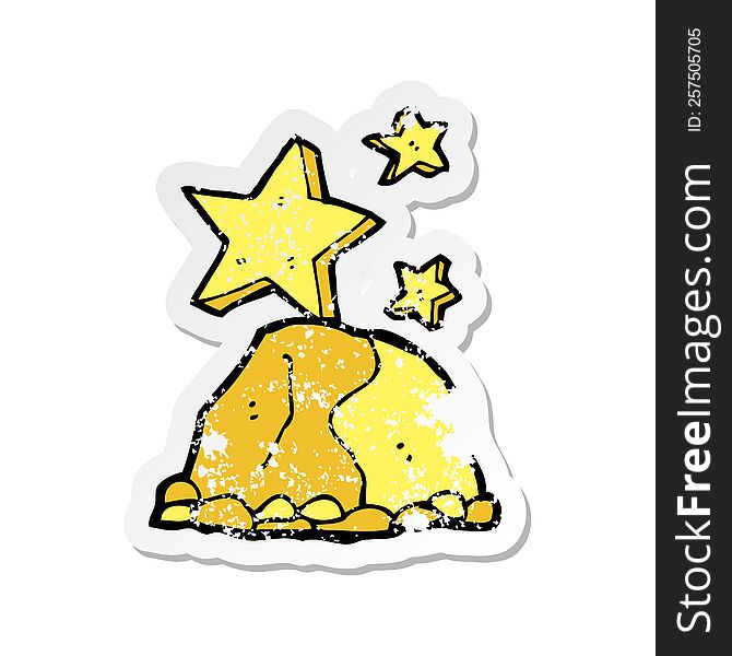 Retro Distressed Sticker Of A Cartoon Gold Nugget