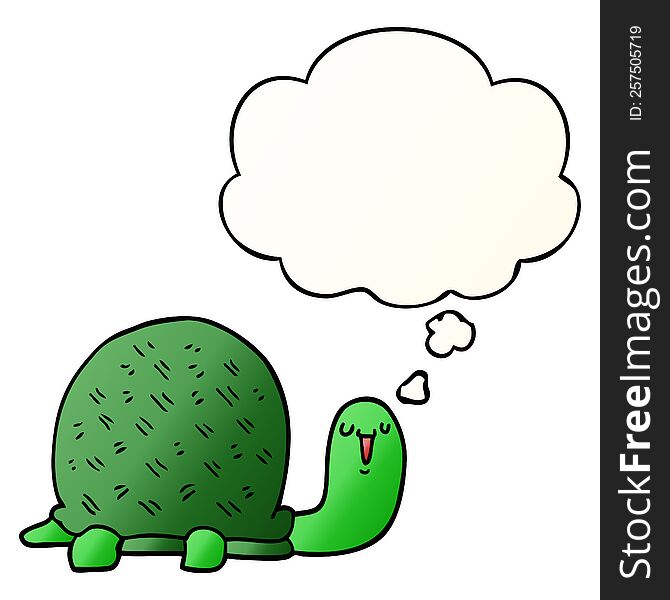 Cute Cartoon Turtle And Thought Bubble In Smooth Gradient Style