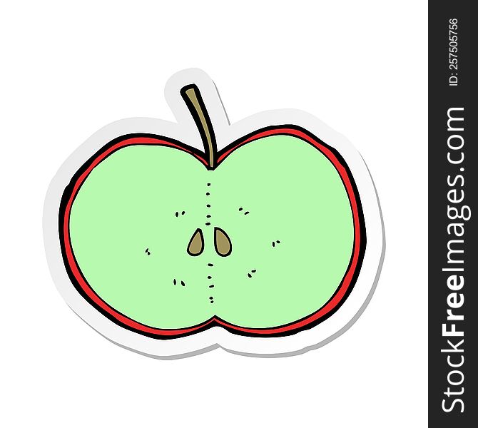 sticker of a cartoon sliced apple