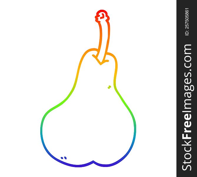 rainbow gradient line drawing of a cartoon healthy pear