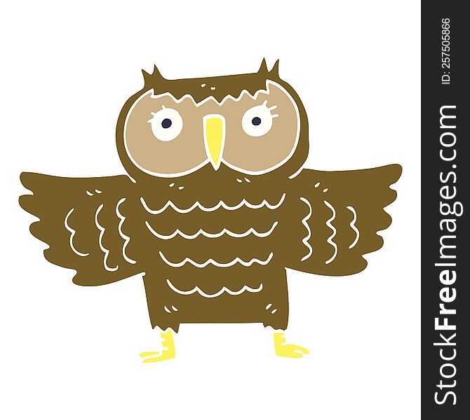 Cartoon Doodle Owl With Flapping Wings