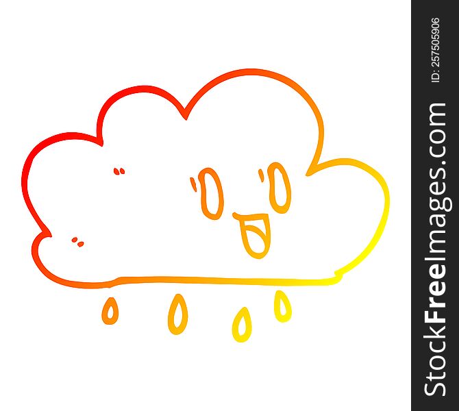 warm gradient line drawing of a cartoon expressive weather cloud