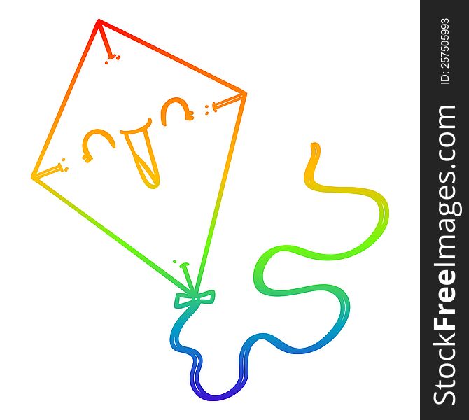 Rainbow Gradient Line Drawing Cartoon Kite