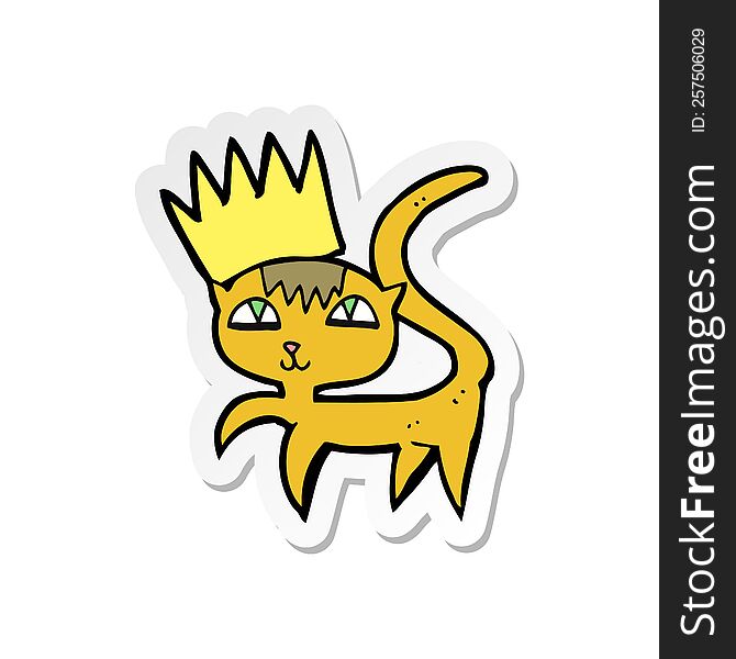 sticker of a cartoon cat with crown