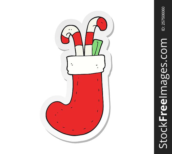 Sticker Of A Cartoon Christmas Stocking