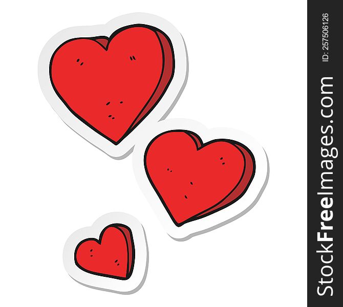 sticker of a cartoon hearts