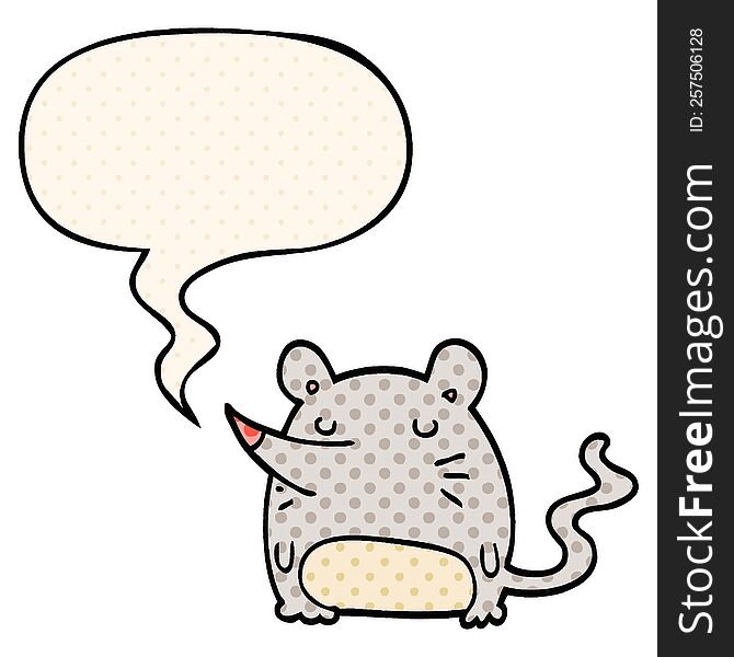 Cartoon Mouse And Speech Bubble In Comic Book Style
