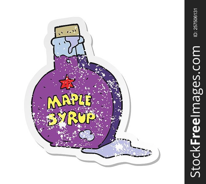 retro distressed sticker of a cartoon maple syrup bottle