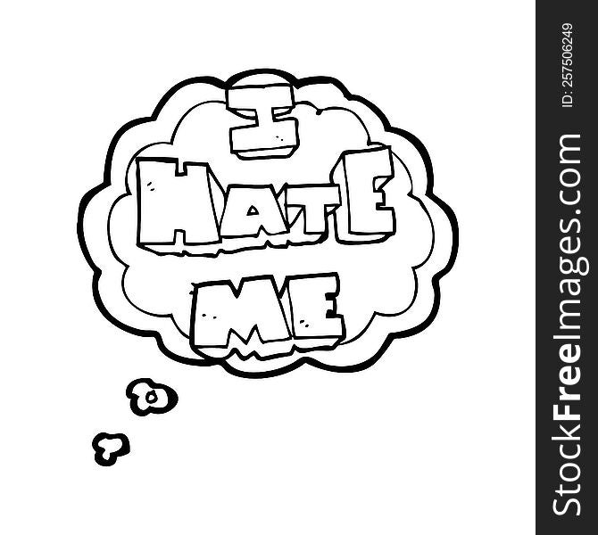 I hate me freehand drawn thought bubble cartoon symbol. I hate me freehand drawn thought bubble cartoon symbol