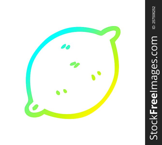 cold gradient line drawing of a cartoon lime fruit