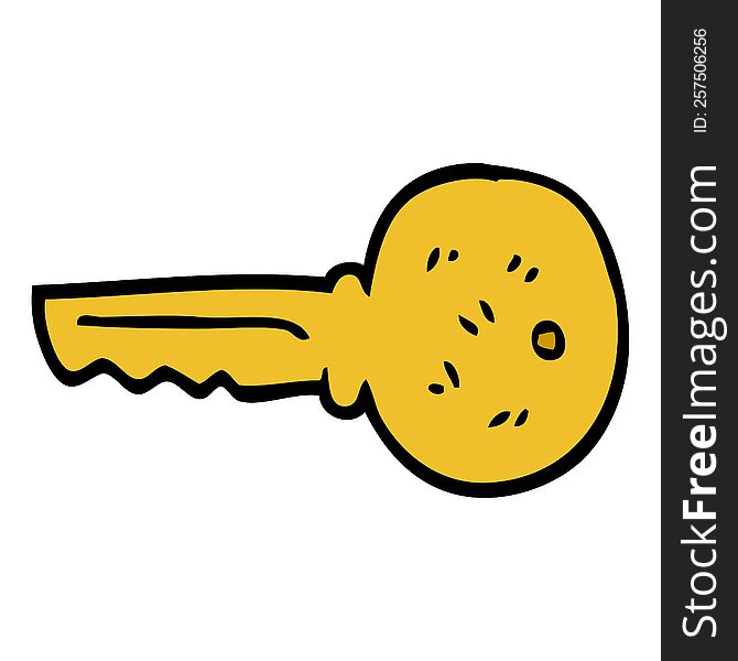 cartoon doodle gold key