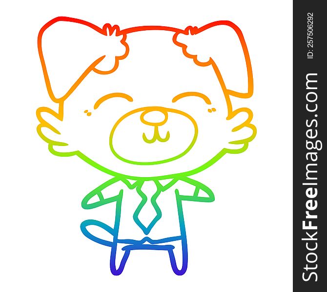 Rainbow Gradient Line Drawing Cartoon Dog Manager