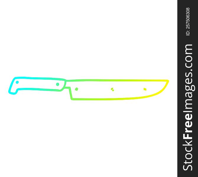 cold gradient line drawing of a cartoon kitchen knife