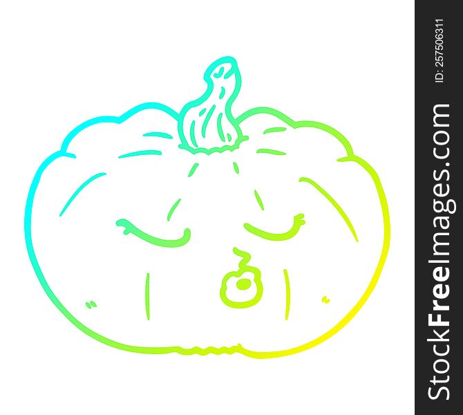 Cold Gradient Line Drawing Cartoon Pumpkin