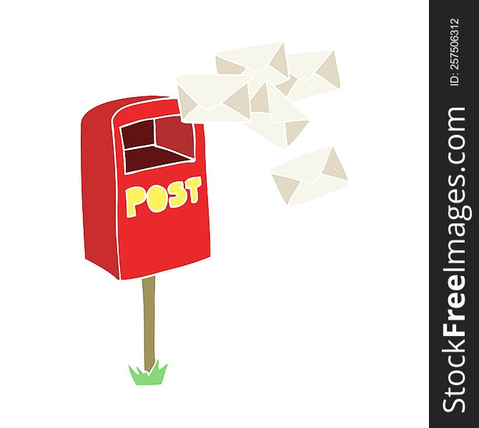 flat color illustration of post box. flat color illustration of post box