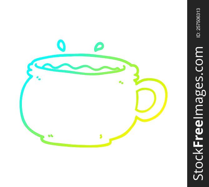 Cold Gradient Line Drawing Cartoon Hot Cup Of Coffee