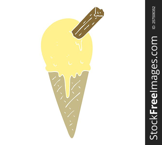 flat color illustration of ice cream cone. flat color illustration of ice cream cone