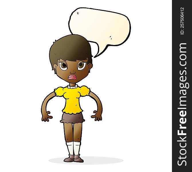 Cartoon Woman Looking Annoyed With Speech Bubble