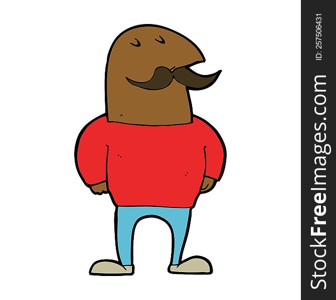 cartoon bald man with mustache