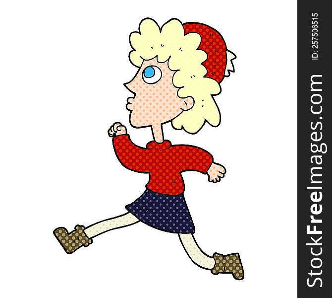 cartoon running woman