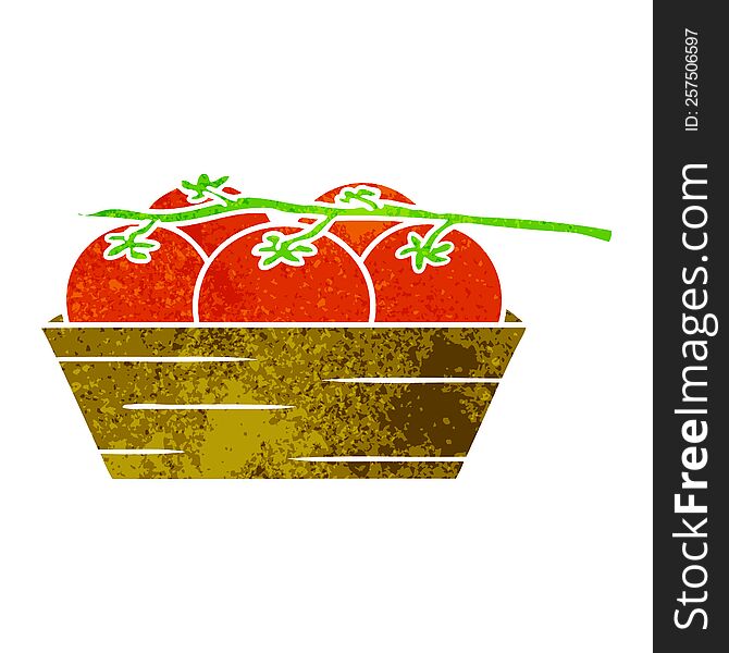 Retro Cartoon Doodle Of A Box Of Tomatoes