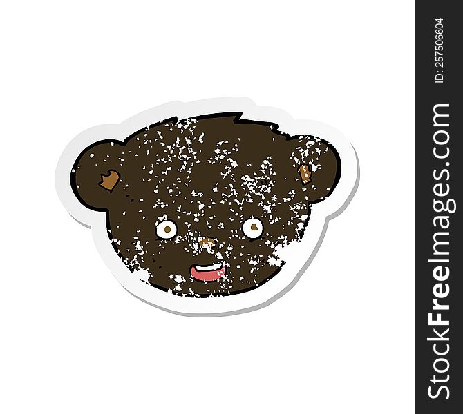 retro distressed sticker of a cartoon black bear face