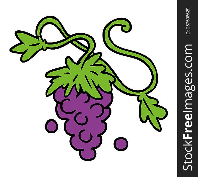 hand drawn cartoon doodle of grapes on vine