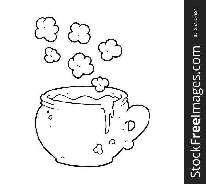 Black And White Cartoon Mug Of Soup