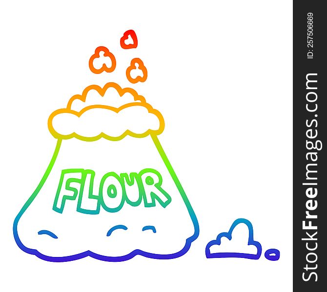 Rainbow Gradient Line Drawing Cartoon Bag Of Flour