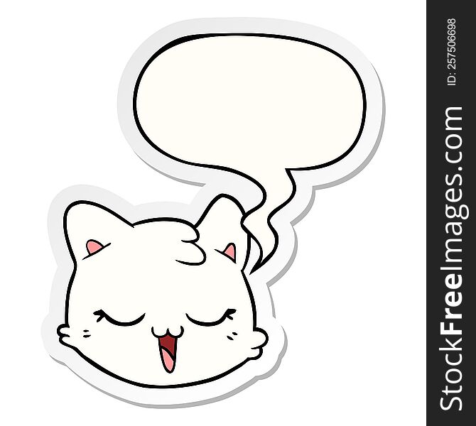 Cartoon Cat Face And Speech Bubble Sticker