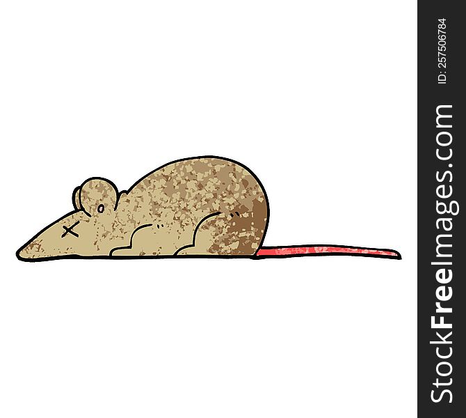 Grunge Textured Illustration Cartoon Dead Rat