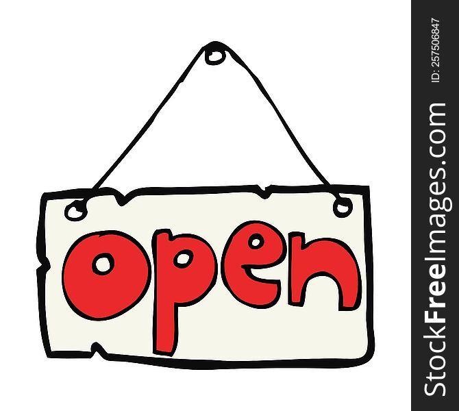 Cartoon Open Shop Sign