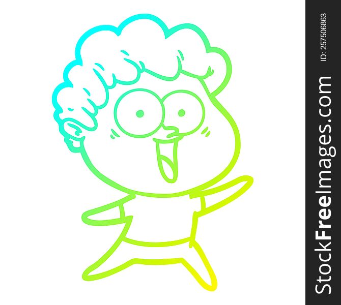 cold gradient line drawing of a excited man cartoon