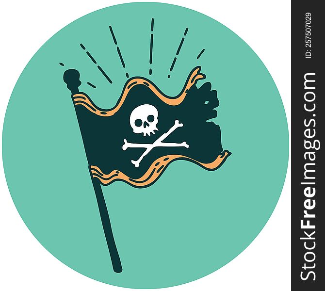 icon of a tattoo style waving pirate flag